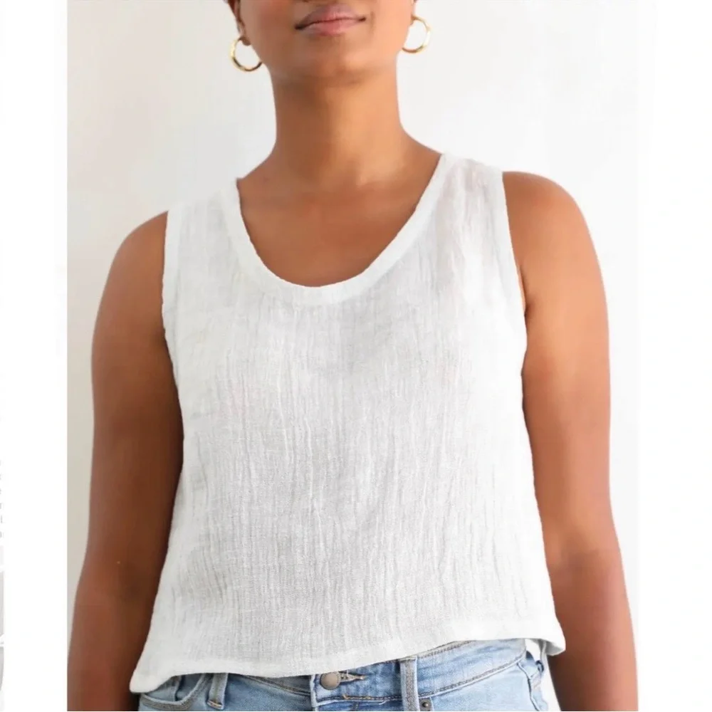 Only Child the Lane tank in pepper linen gauze - Picture 6 of 6